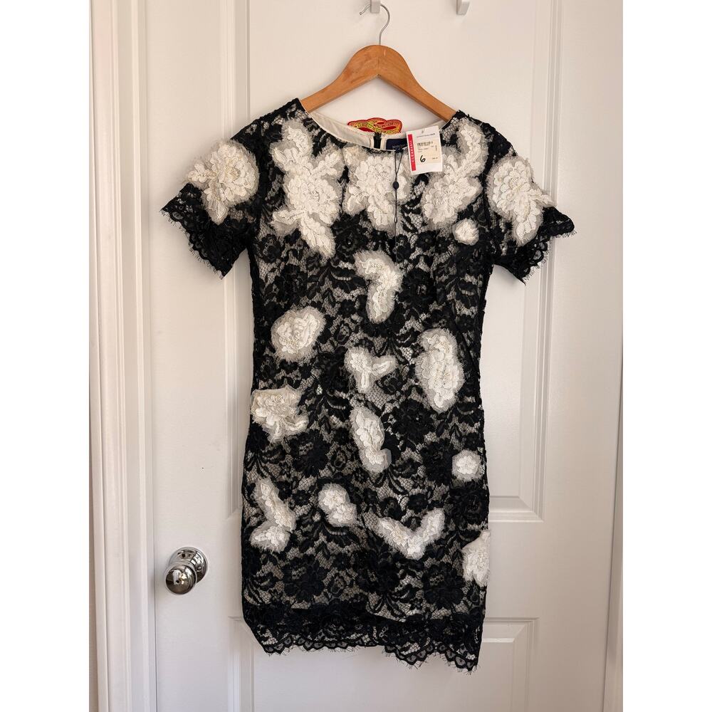 MARCHESA Notte NEW Embroider Lace Floral Mini Dress Formal Event 400$